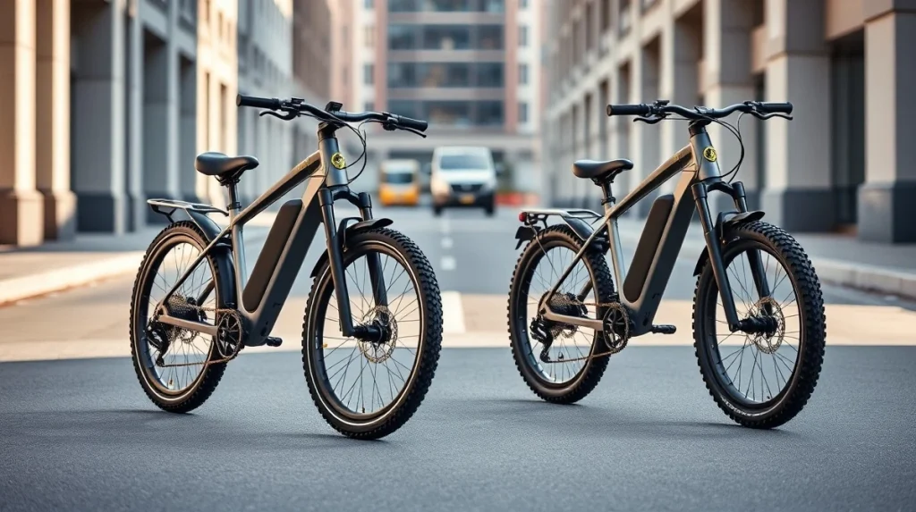 Diesel Electric Bikes RS-1 and RX-1 performance e-bikes displayed on urban street