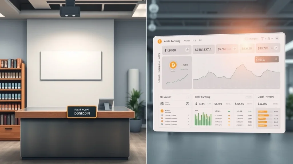 Comparison between Dogecoin retail adoption and Taurox AI yield optimization dashboard for cryptocurrency investors.