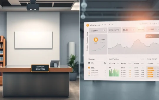 Comparison between Dogecoin retail adoption and Taurox AI yield optimization dashboard for cryptocurrency investors.