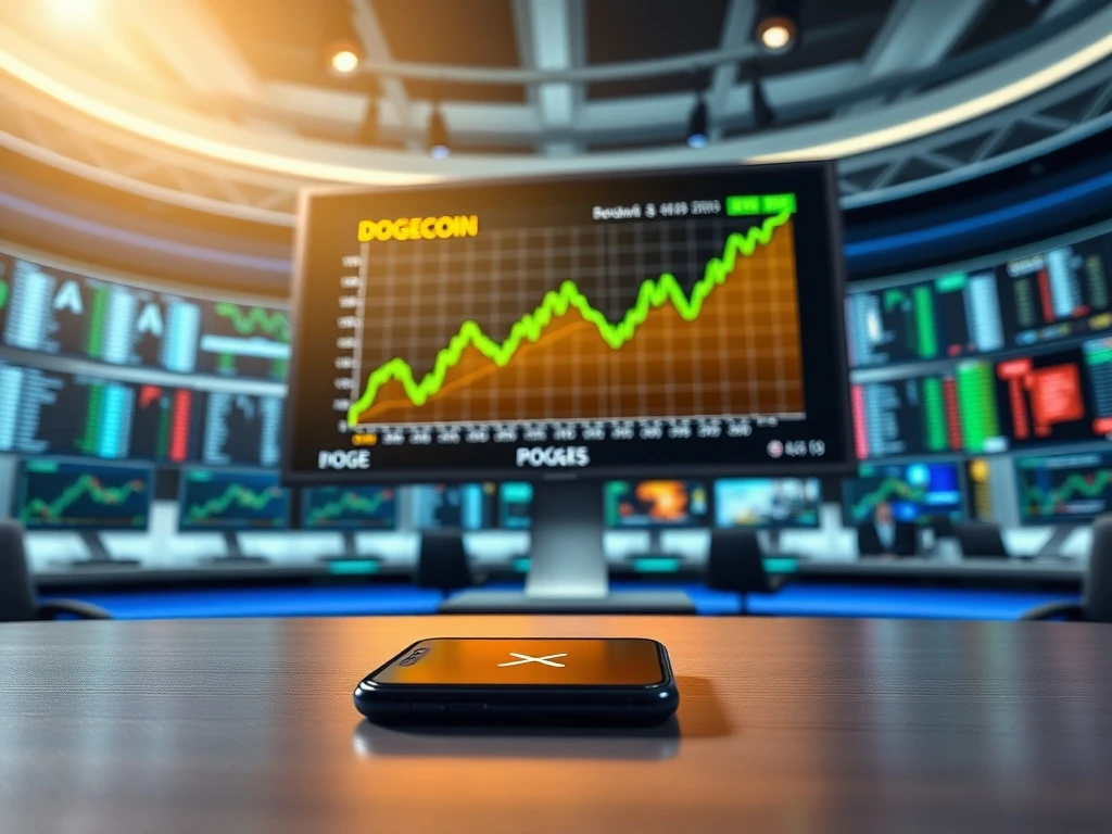Dogecoin price chart analysis on a trading desk screen following Elon Musk's X Money tease.