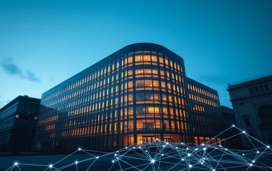 European Central Bank headquarters with digital network overlay representing the ECB Appia plan for tokenized markets.