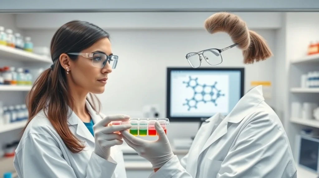 Scientist conducting endometrial cancer clinical trial research in a modern laboratory setting.