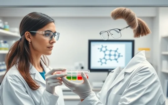 Scientist conducting endometrial cancer clinical trial research in a modern laboratory setting.