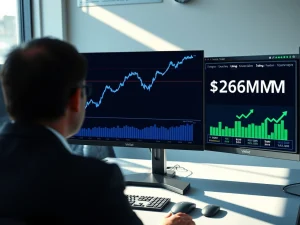 Ethereum ETF inflows chart showing $262 million breaking a 35-day outflow streak on a financial trading desk monitor.