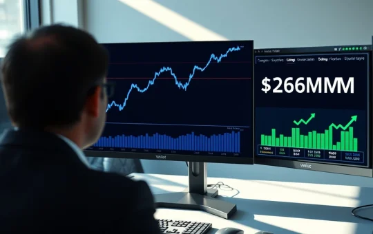 Ethereum ETF inflows chart showing $262 million breaking a 35-day outflow streak on a financial trading desk monitor.