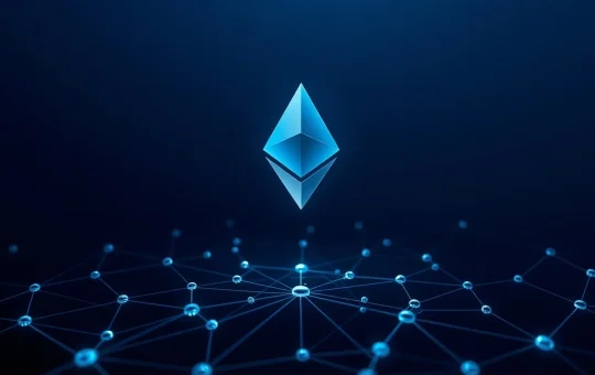 Ethereum blockchain network visualization showing interconnected nodes and staking dynamics