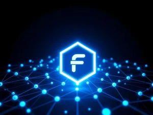 Flow blockchain digital architecture and nodes visualization for FLOW price prediction analysis.
