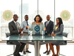 Professionals at the Bank of Ghana discuss the new cryptocurrency sandbox regulatory program launch.