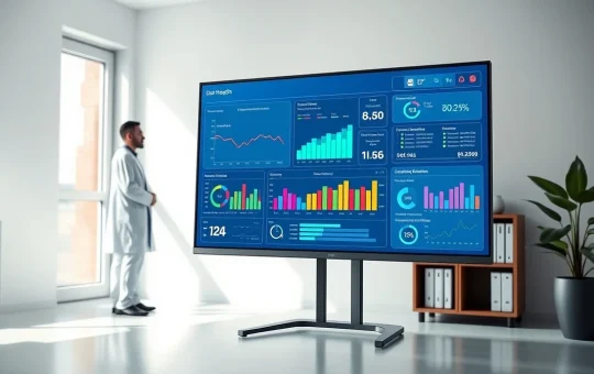 Healthcare analytics dashboard showing data visualization for medical decision support and operational efficiency.