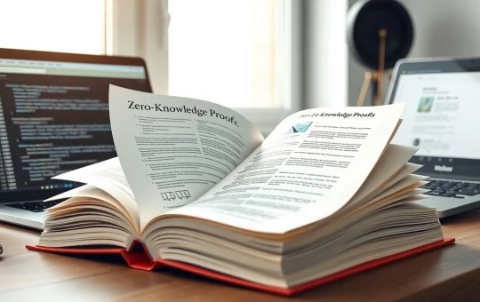 Charles Hoskinson's free zero-knowledge proofs guide book open on a developer's desk.