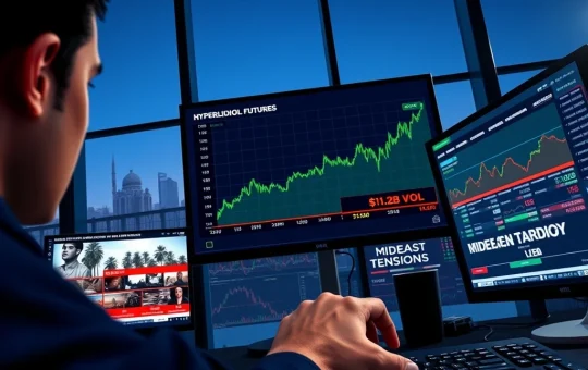 Hyperliquid oil futures trading data surges on screen amid Middle East conflict news.