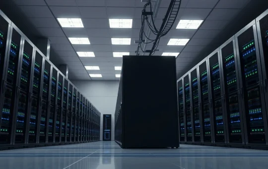 Secure data center server room representing institutional crypto infrastructure investment and digital asset management
