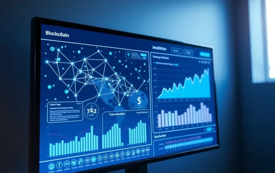 Blockchain network visualization representing the IONIX Chain presale and token distribution.