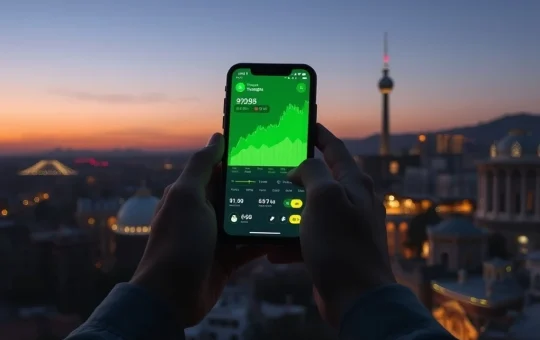 Iran cryptocurrency trading surge during geopolitical tensions shown on smartphone in Tehran.
