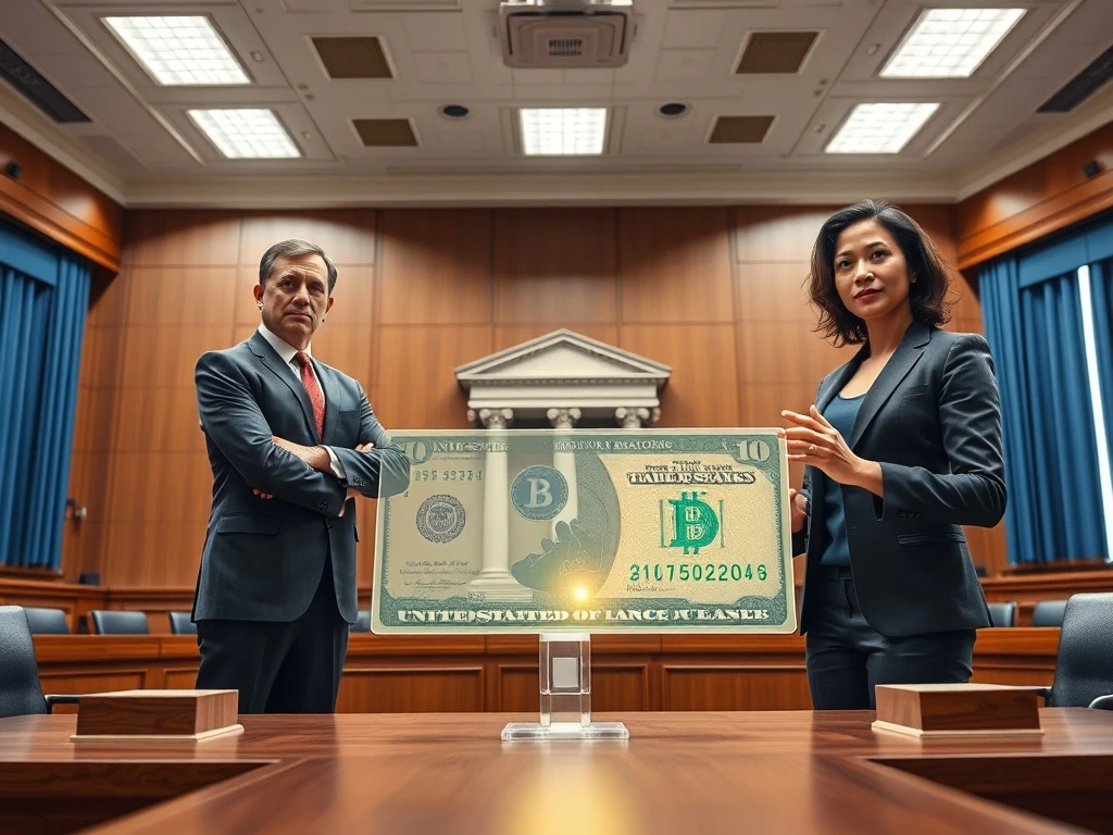Jamie Dimon and digital assets adviser debate stablecoin yield regulation in congressional hearing setting