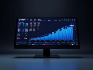Jupiter DEX trading terminal showing $1 trillion in Solana trading volume achieved in 2025.