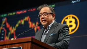 Robert Kiyosaki discusses Bitcoin and gold investment strategy at a financial conference.