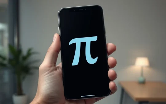 Smartphone displaying Pi Network logo on Kraken exchange listing day, March 13, 2026.