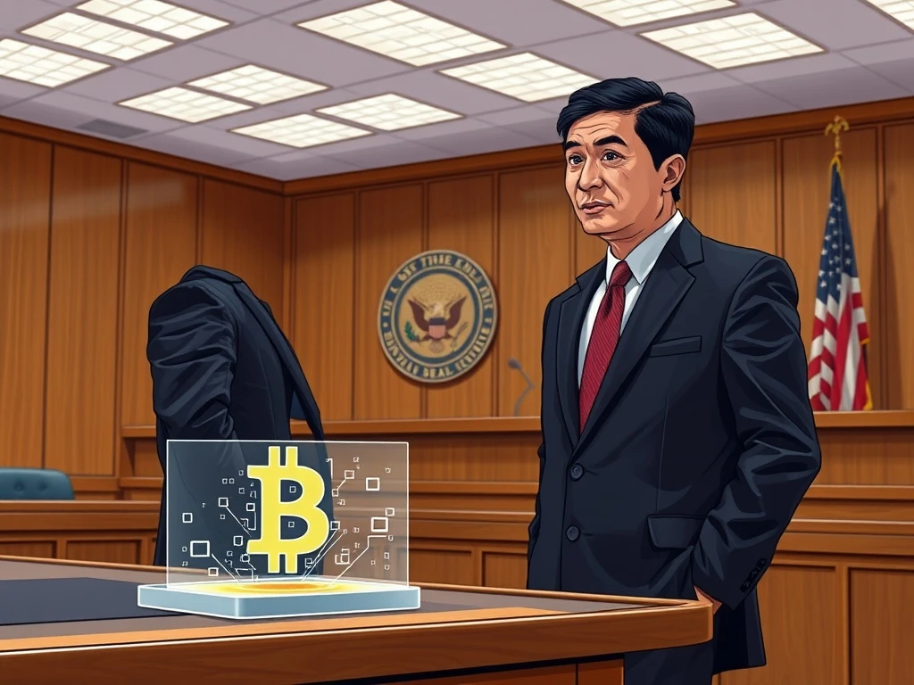 Cambodian businessman Chen Zhi in New York courtroom challenging US seizure of 127,271 Bitcoin.