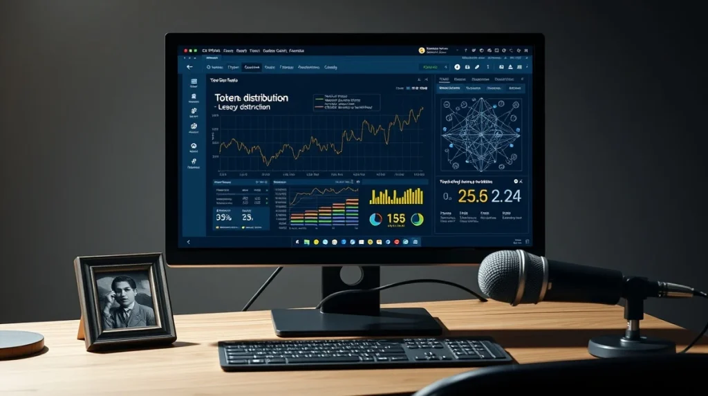 Blockchain interface showing Living Forever AI token presale data and AI neural network visualization.