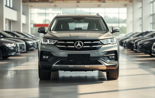 A modern SUV at a used car dealership in Malaysia, representing the growing market trends.