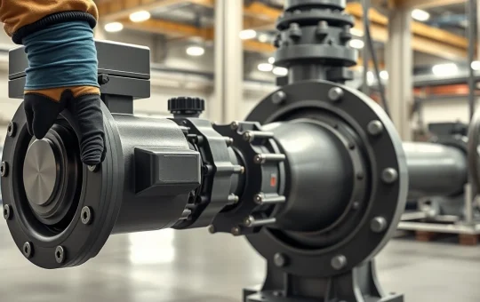 Manual actuator operating an industrial butterfly valve for reliable flow control.