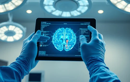 Neurosurgeon using AI-powered 3D brain mapping for standardized epilepsy surgery planning