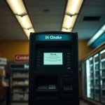 A cryptocurrency kiosk in a Minnesota convenience store, central to the proposed HF3642 ban on crypto ATMs.