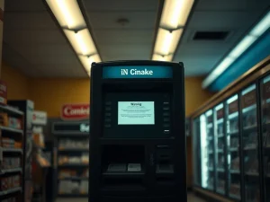 A cryptocurrency kiosk in a Minnesota convenience store, central to the proposed HF3642 ban on crypto ATMs.