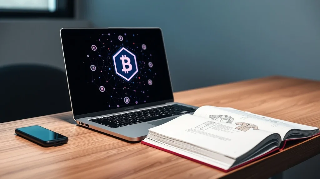 Laptop screen showing blockchain and digital fashion assets for the Mondressy crypto presale.