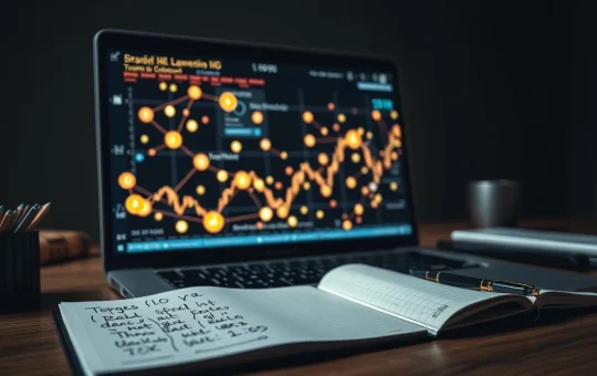 Analyst reviewing Mutuum Finance token presale data and blockchain interface on screen.
