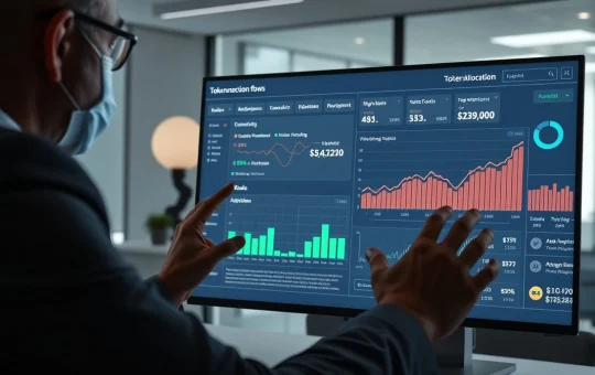 Analyst reviewing Mutuum Finance presale data and tokenomics on a digital dashboard.