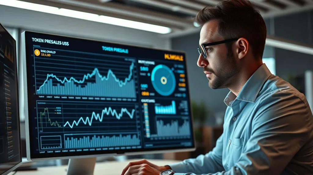 Analyst reviewing Mutuum Finance presale data and tokenomics on a digital interface.