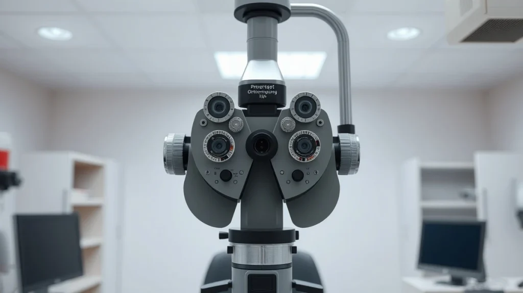 Ophthalmology examination equipment representing myopia treatment research and clinical trials in 2026