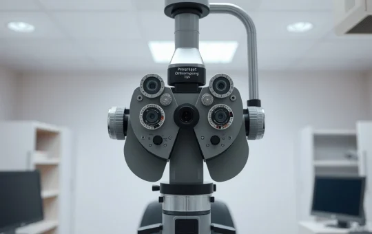 Ophthalmology examination equipment representing myopia treatment research and clinical trials in 2026
