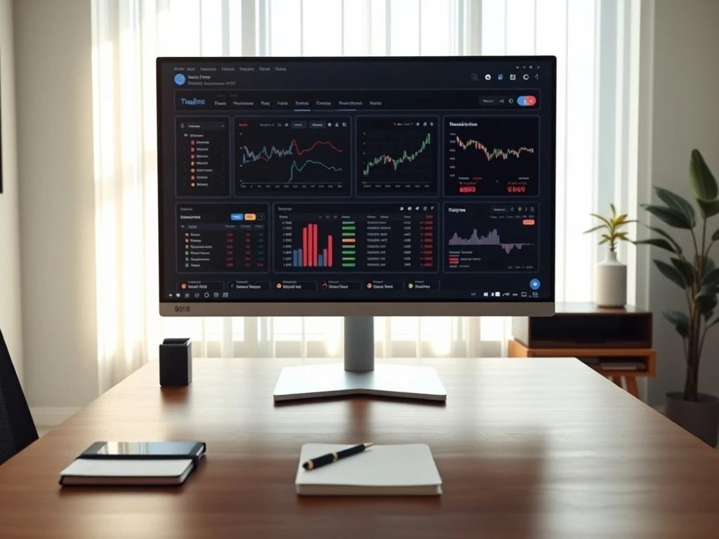 NAGA review of the trading platform's interface showing charts and social features on a desktop monitor.