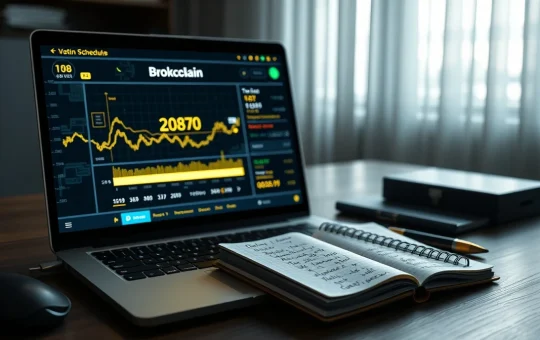 A professional workspace showing a crypto presale interface and tokenomics data on a laptop screen.