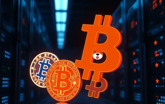 Analysis of the next big crypto plays: BlockDAG, Dogecoin, Shiba Inu, and Pepe symbols in a data center.