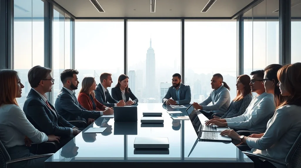 Professional meeting in New York discussing Vietnam's financial future with Pendle and Wall Street firms.