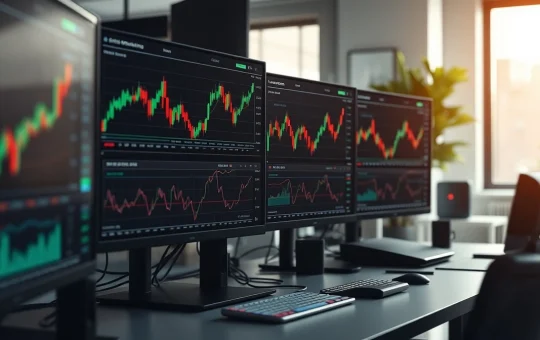 Analyst reviewing cryptocurrency market data and Pepeto price charts on a trading desk.