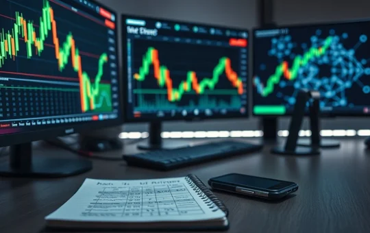 Analyst desk with crypto charts showing Pepeto presale performance during market rally.