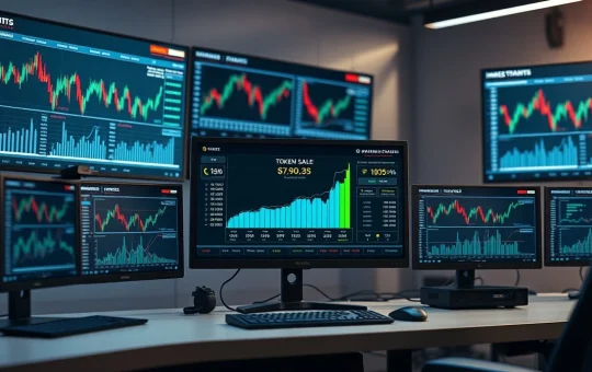 Pepeto crypto token presale dashboard showing fundraising milestone on a digital screen.