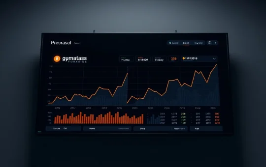 Analytical dashboard showing cryptocurrency presale fundraising data and token metrics.