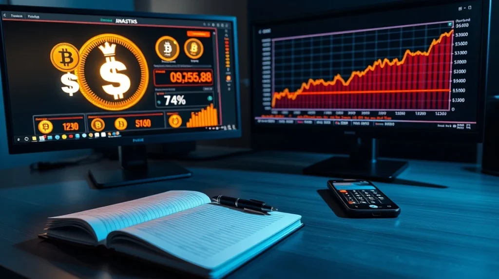 Analyst desk with screens showing crypto presale data and Pepeto token metrics.