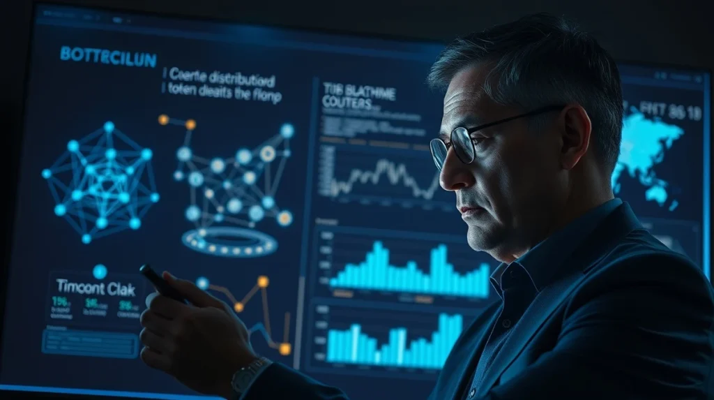 Analyst reviewing Pepeto presale tokenomics and blockchain infrastructure data on digital screen