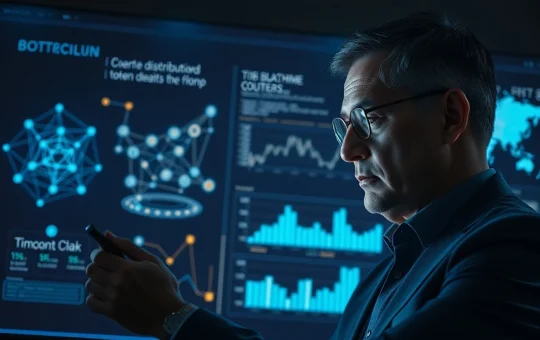 Analyst reviewing Pepeto presale tokenomics and blockchain infrastructure data on digital screen