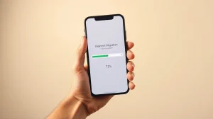 Pi Network mainnet migration progress showing referral rewards transfer process on smartphone interface