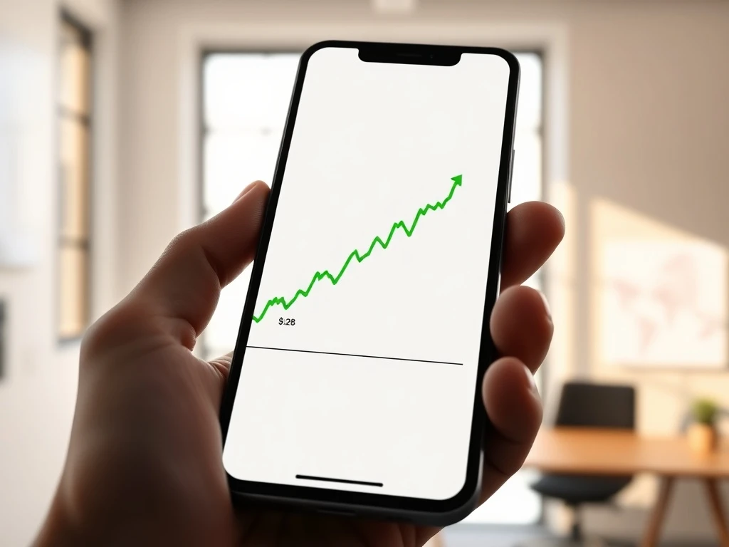 PI Network cryptocurrency price chart showing 15% surge approaching critical $0.28 resistance level on smartphone screen