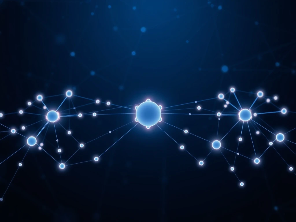 Pi Network v19.9 mainnet upgrade symbolized by an interconnected node network.