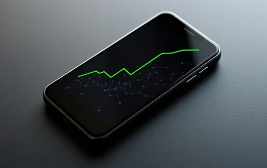 Smartphone displaying Pi cryptocurrency price chart reaching a new 2026 high of $0.25